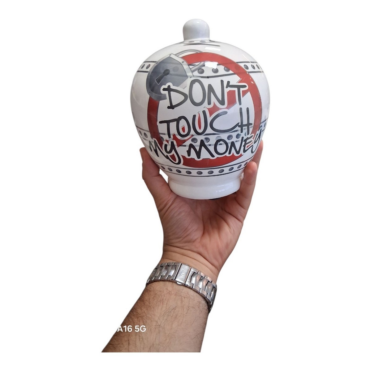 Virca salvadanaio Don't touch my money , terracotta , h.18 cm circa Virca